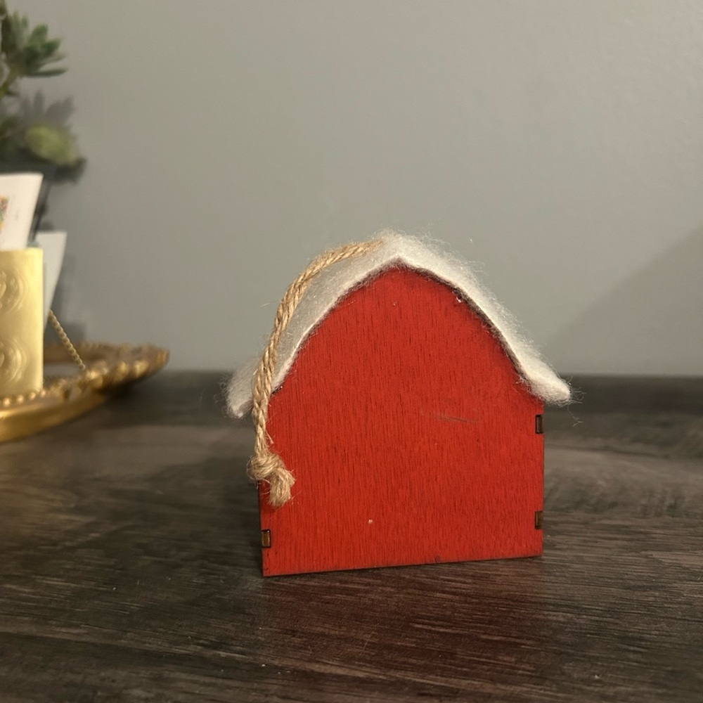Barn Wood Ornament Christmas Tree Farm Garden Horse Cow Mantel Table Decor Snow - Picture 4 of 5